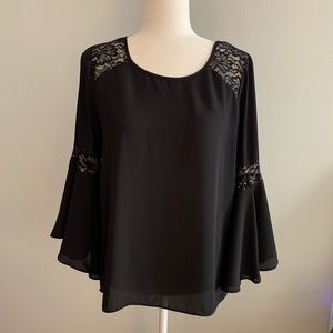 Bell sleeved black long sleeved blouse